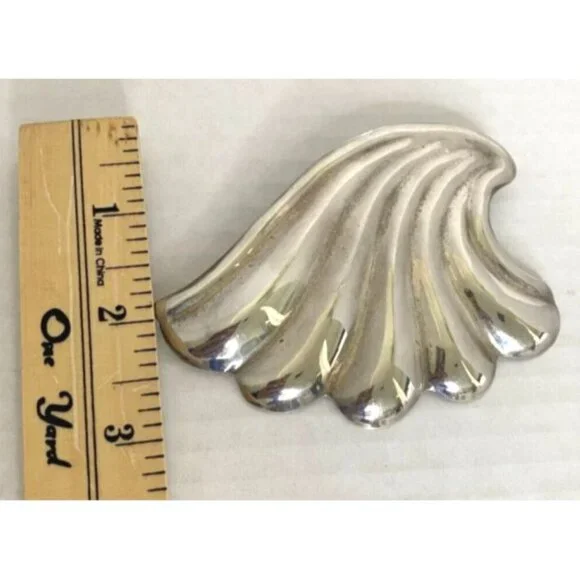 Vintage Mexico Sterling Silver Wave-Shaped Brooch Pin 925 Hallmarked Elegant - Picture 4 of 8